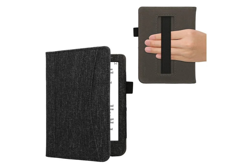 kwmobile E-Reader-Hülle Schutzhülle für Kobo Clara BW / Clara Colour / Tolino Shine (5), Vorderfach Handschlaufe - Flip Cover