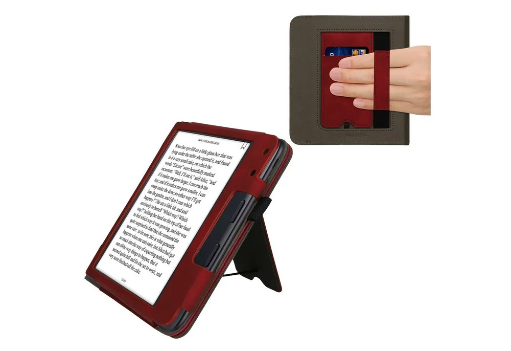 kwmobile E-Reader-Hülle Schutzhülle für Kobo Kobo Libra Colour / Tolino Vision Color, Handschlaufe - Cover Herz Brush Design
