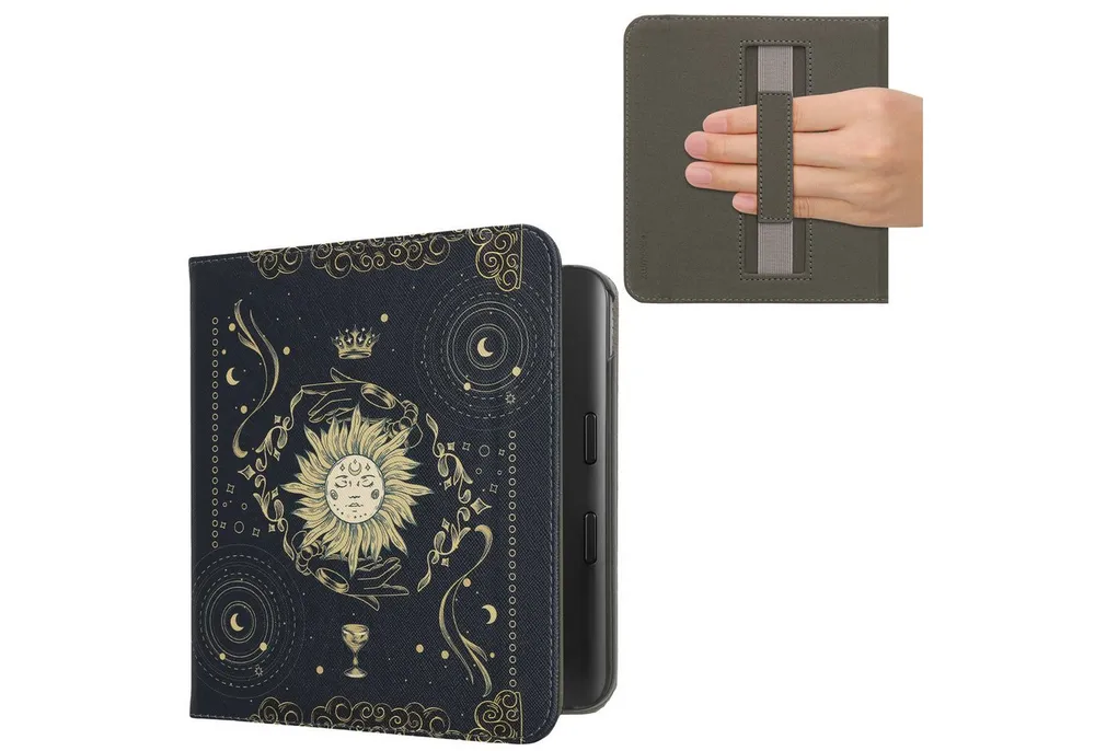 kwmobile E-Reader-Hülle Schutzhülle für Kobo Kobo Libra Colour / Tolino Vision Color Hülle, eReader Flip Case mit Handschlaufe und Auto Sleep Funktion
