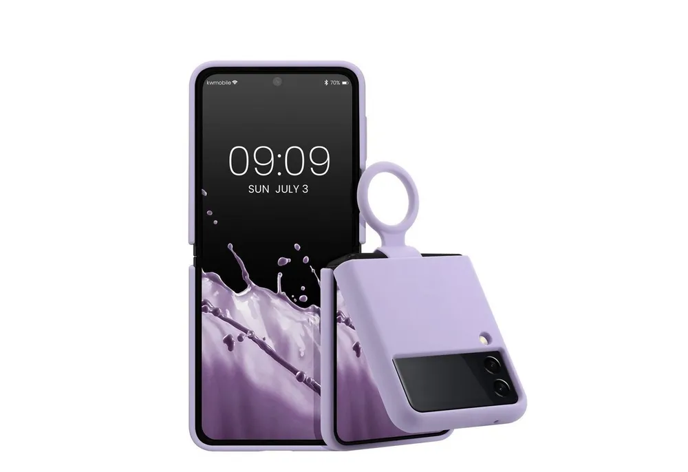kwmobile Handyhülle Flip Soft Case für Samsung Galaxy Z Flip 3 5G, Silikon Hülle für Foldable Handy - Handyhülle in Lavendel