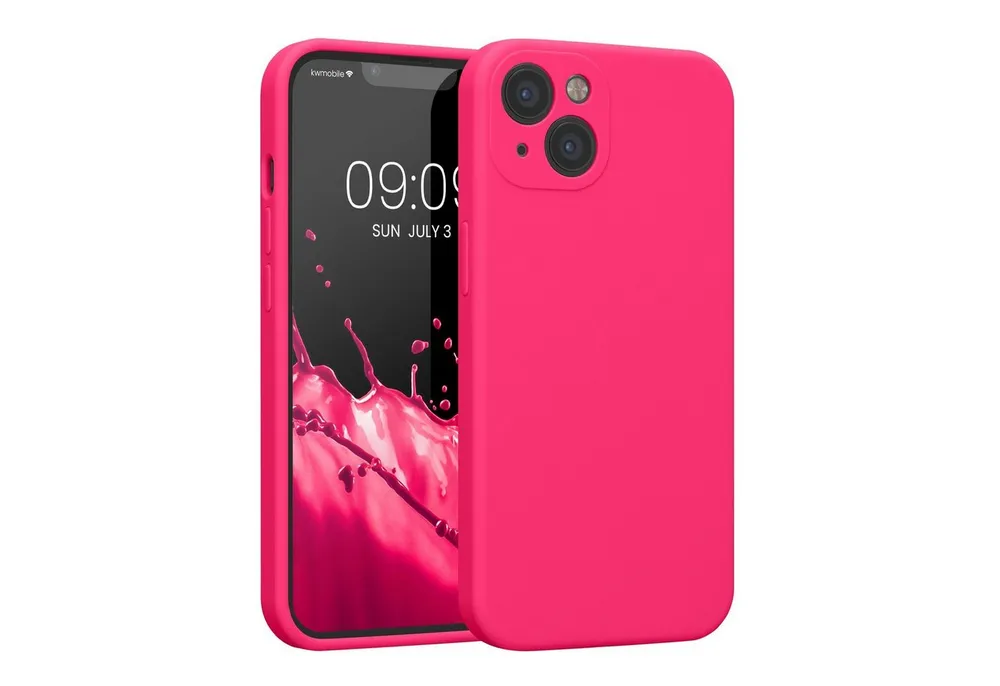 kwmobile Handyhülle Handyhülle für Apple iPhone 13 Hülle, Hülle Silikon gummiert - Handyhülle - Handy Case in Neon Pink