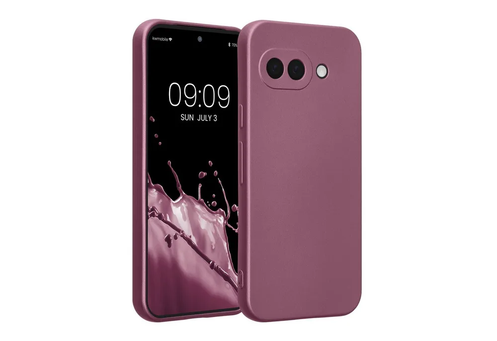 kwmobile Handyhülle Handyhülle für Google Pixel 9a Hülle, weiche Silikon Case metallisch schimmernd - Schutzhülle Cover