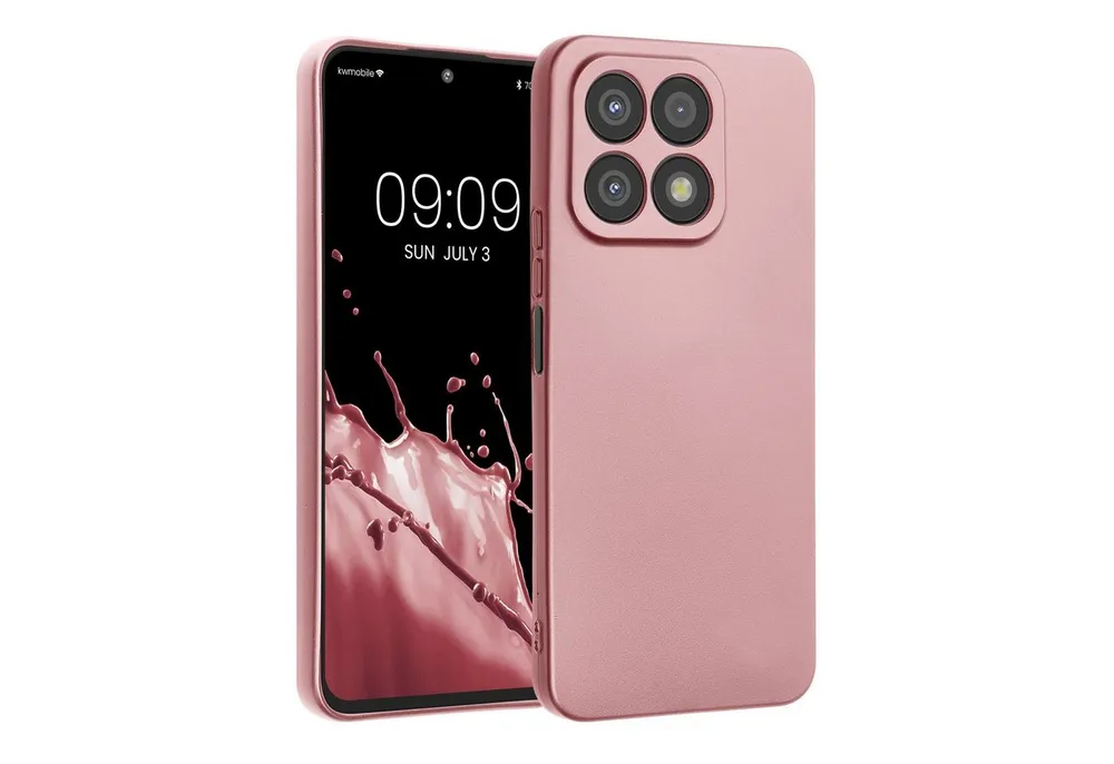 kwmobile Handyhülle Handyhülle für HONOR X8a Hülle, weiche Silikon Case metallisch schimmernd - Schutzhülle Cover