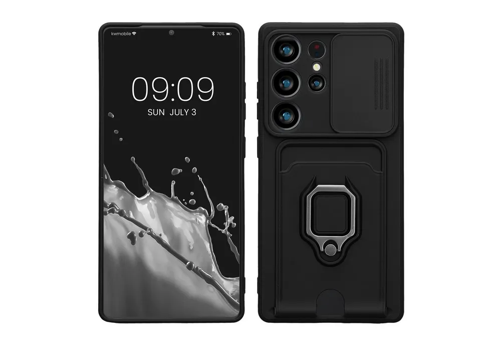 kwmobile Handyhülle Handyhülle für Samsung Galaxy S25 Ultra, Softcase mit Kameraschutz - Kartenfach - Schwarz