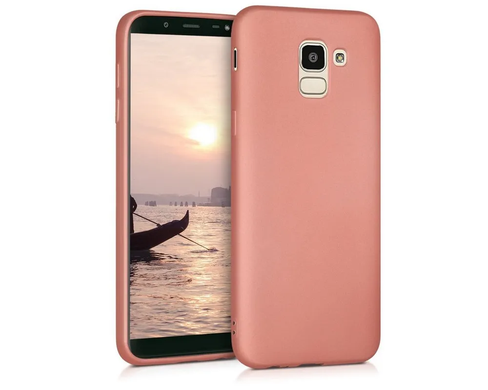 kwmobile Handyhülle Handyhülle für Samsung Galaxy J6 Hülle, Silikon Case metallisch schimmernd - Schutzhülle Cover