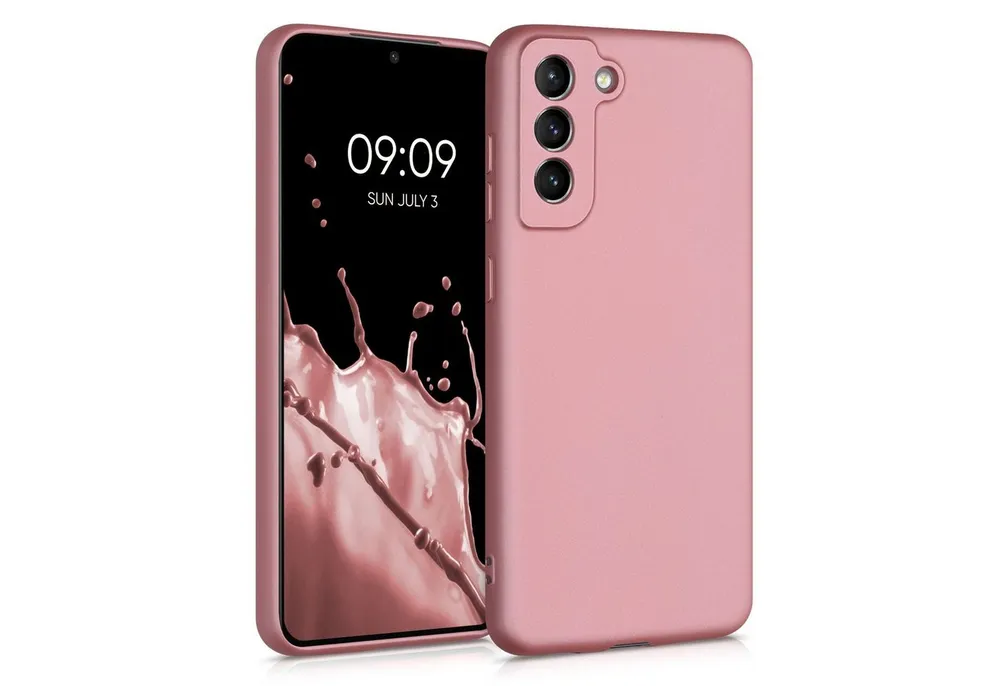 kwmobile Handyhülle Handyhülle für Samsung Galaxy S21 FE Hülle, Silikon Case metallisch schimmernd - Schutzhülle Cover