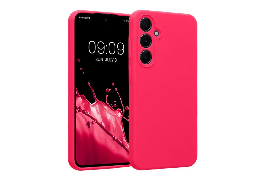 kwmobile Handyhülle Handyhülle für Samsung Galaxy A55 5G Hülle, Hülle Silikon gummiert - Handyhülle - Handy Case in Neon Pink