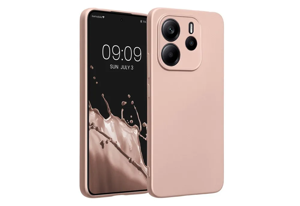 kwmobile Handyhülle Handyhülle für Xiaomi Redmi Note 14 4G (Nicht für 5G) Hülle, weiche Silikon Case metallisch schimmernd - Schutzhülle Cover