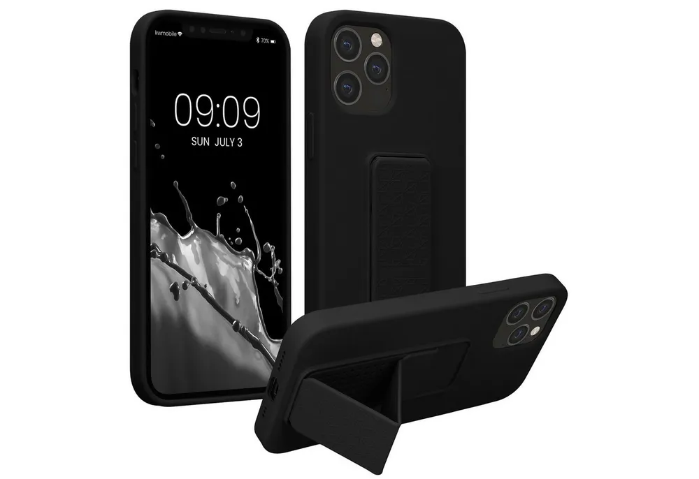 kwmobile Handyhülle kwmobile Handyhülle für Apple iPhone 12 Pro Max, Hülle mit Fingerhalter und Standfunktion - Silikon Case Handy Cover