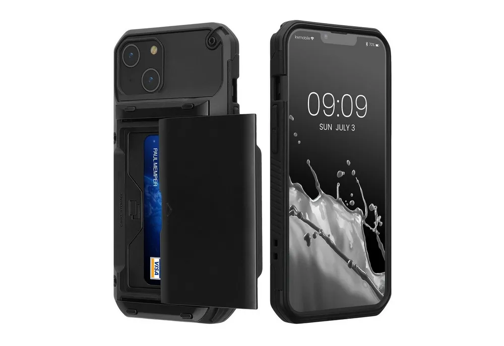 kwmobile Handyhülle Premium Handyhülle für Apple iPhone 14 Hülle, Smartphone Schutzhülle mit Kartenfach für bis zu 4 Karten