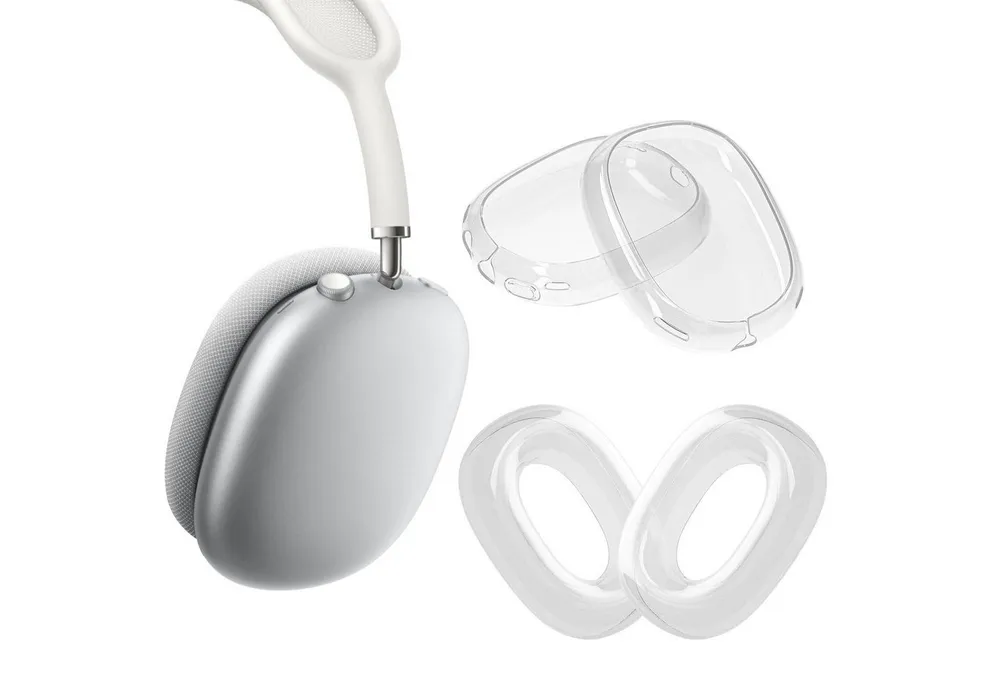 kwmobile Kopfhörer-Schutzhülle 2in1 Set Hülle für Apple AirPods Max / AirPods Max 2 Cover, TPU Silikon Kopfhörer Case - Schutzhülle beidseitig