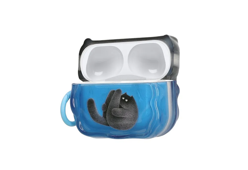 kwmobile Kopfhörer-Schutzhülle In-Ear Kopfhörer Case für Apple Airpods Pro 3, Hülle mit Karabiner - Headphones Case - Pilates Katze Design