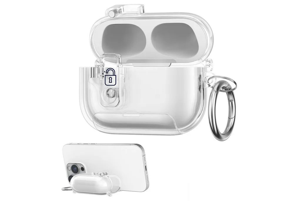 kwmobile Kopfhörer-Schutzhülle Kopfhörer Case fürApple Airpods Pro 3 Hülle, Headphones TPU Cover mit Standfunktion und Sicherheitsverschluss