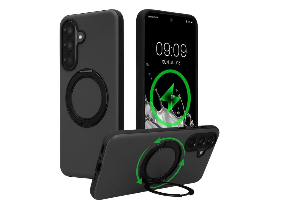 kwmobile Smartphone-Hülle Case mit 360° Standring für Samsung Galaxy A56 5G Hülle, Hardcase mit drehbaren Kickstand kompatibel mit MagSafe