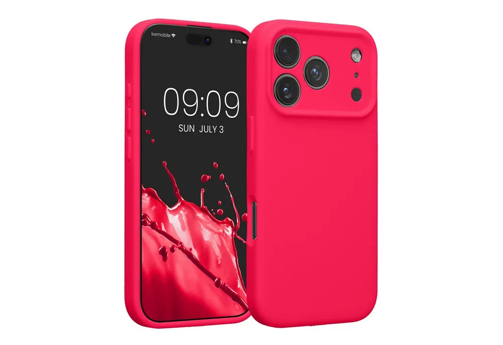 kwmobile Smartphone-Hülle Handyhülle für Apple iPhone 17 Pro Hülle, Hülle Silikon gummiert - Handyhülle - Handy Case in Neon Pink