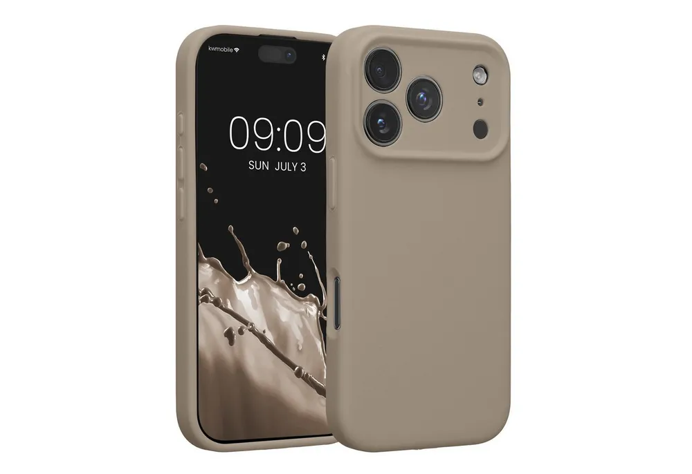 kwmobile Smartphone-Hülle Handyhülle für Apple iPhone 17 Pro Hülle, Hülle Silikon gummiert - Handyhülle - Handy Case in Taupe