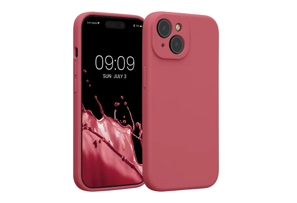 kwmobile Smartphone-Hülle Handyhülle für Apple iPhone 15 Hülle, Hülle Silikon gummiert - Handyhülle - Handy Case in Dark Rose