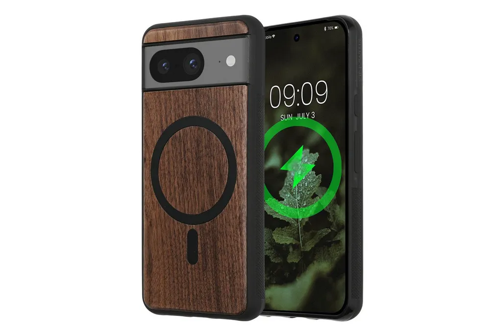 kwmobile Smartphone-Hülle Hülle für Google Pixel 8 Handyhülle, Cover aus Holz und TPU - Kompatibel mit MagSafe - Case