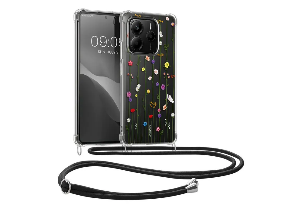 kwmobile Smartphone-Hülle Hülle für Xiaomi Redmi Note 14 4G (Nicht für 5G), Silikon Handyhülle mit Kette - Handykette Handyband