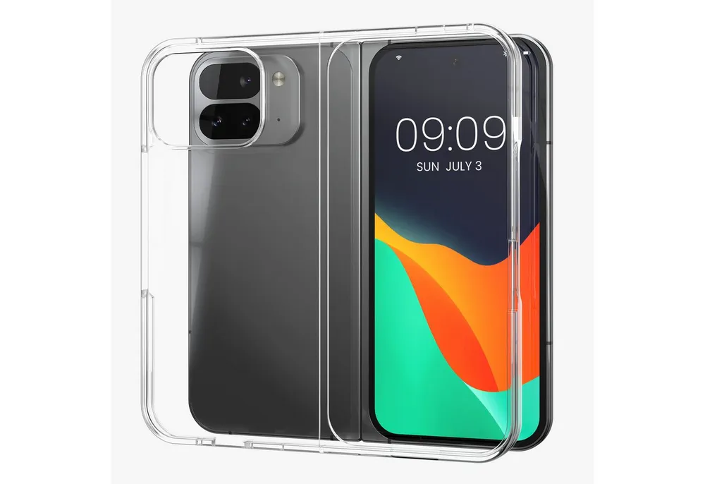 kwmobile Smartphone-Hülle Hülle für Google Pixel 10 Pro Fold Case transparent, Faltbare Handyhülle mit Rahmen - Robustes Cover