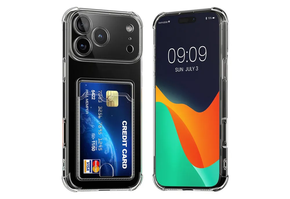 kwmobile Smartphone-Hülle Hülle mit Kartenfach für Apple iPhone 17 Pro Max, Handyhülle iPhone 17 Pro Max mit Kartenfach Soft Case