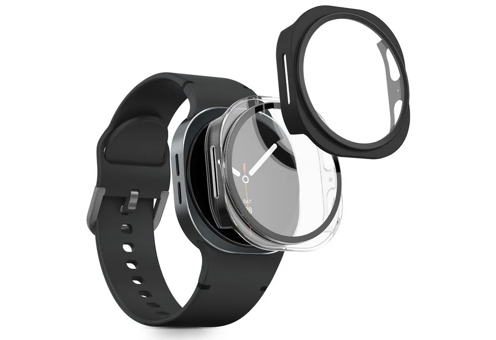 kwmobile Smartwatch-Hülle 2x Glas Hülle für Samsung Galaxy Watch 8 (40mm), Schutzhülle Fullbody Fitnesstracker Case Set aus Glas