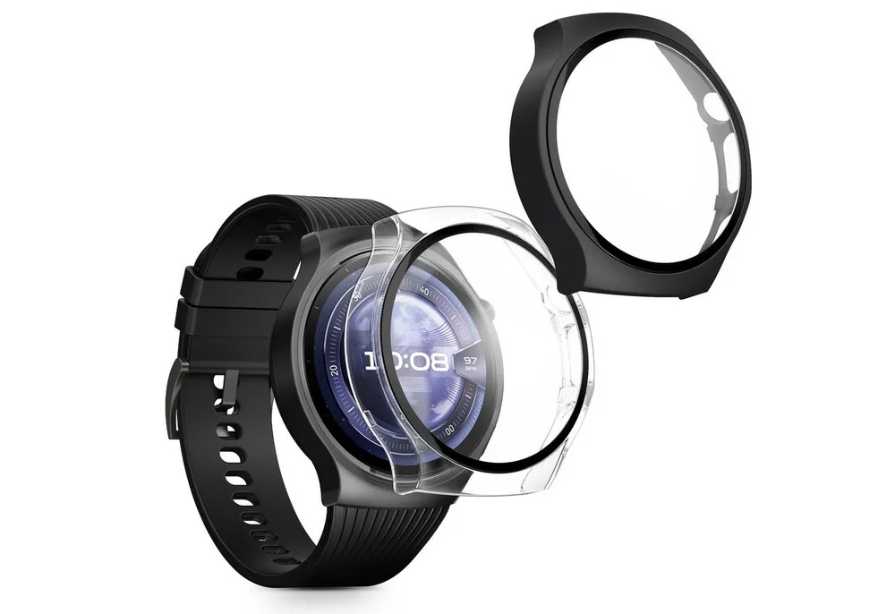 kwmobile Smartwatch-Hülle 2x Glas Hülle für Huawei Watch 5 46mm, Schutzhülle Fullbody Fitnesstracker Case Set aus Glas