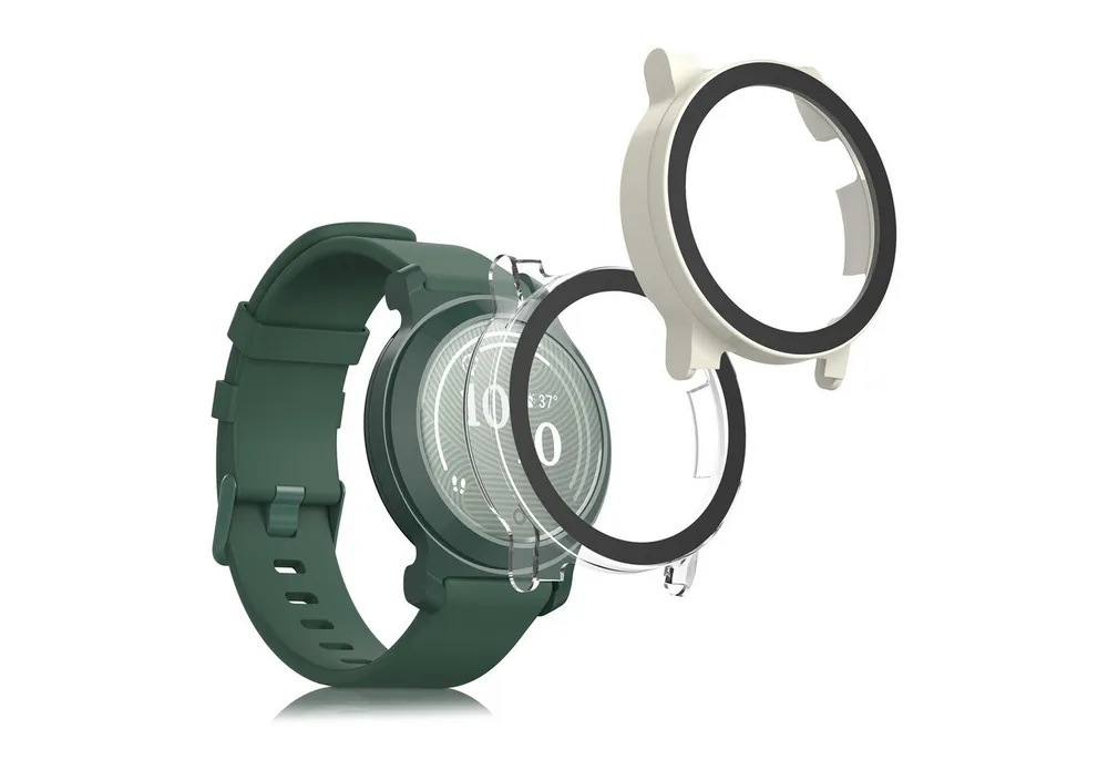 kwmobile Smartwatch-Hülle 2x Glas Hülle für Garmin Lily 2 Active, Schutzhülle Fullbody Fitnesstracker Case Set aus Glas