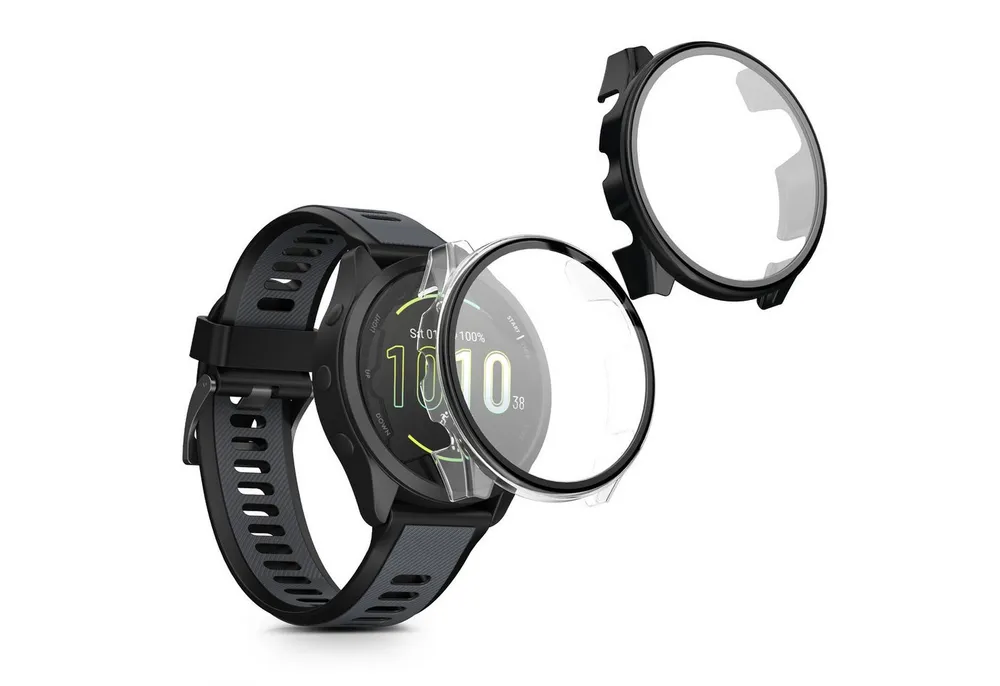 kwmobile Smartwatch-Hülle 2x Hülle für Garmin Forerunner 165 / Forerunner 165 Music, Fullbody Fitnesstracker Glas Cover Case Schutzhülle Set