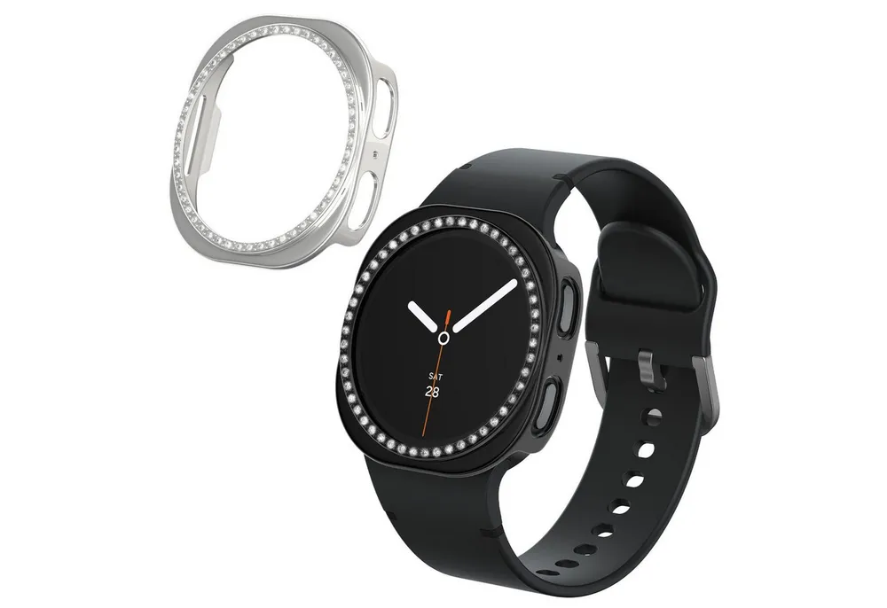 kwmobile Smartwatch-Hülle 2x Kunststoff Hülle für Samsung Galaxy Watch 8 (40mm), Schutzrahmen - Glitzer Schutzhülle in Schwarz Silber