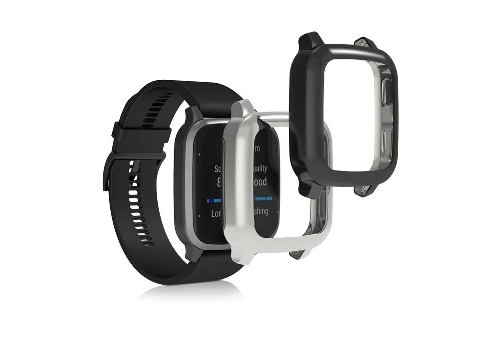 kwmobile Smartwatch-Hülle 2x Silikon Hülle für Garmin Venu Sq 2 Music / Sq 2, Schutzhülle Fullbody Display Cover Set aus Silikon
