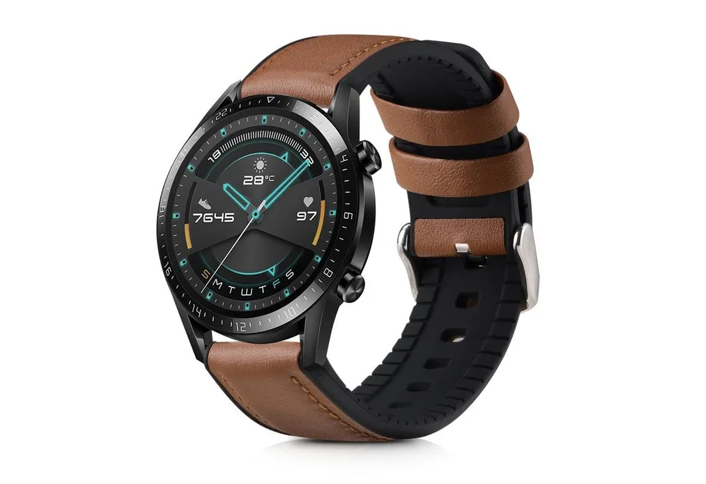 kwmobile Sportarmband für Huawei Huawei Watch GT / GT2 / GT3 (46mm) Smartwatch, 1-tlg., Leder Fitnesstracker Ersatzarmband Uhrenverschluss
