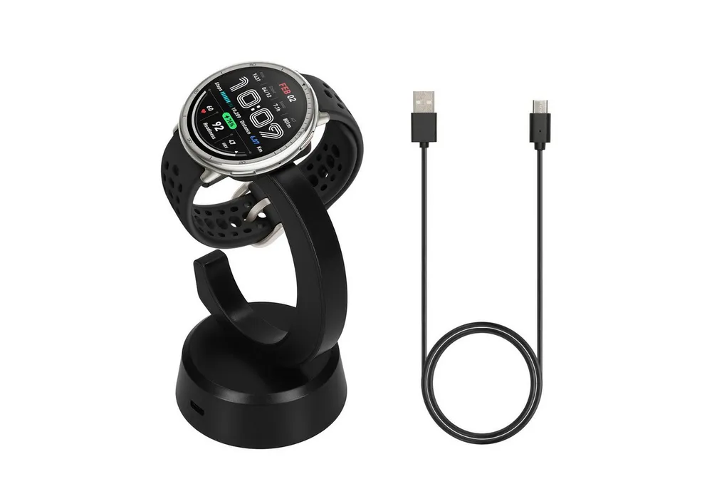 kwmobile USB Ladegerät für Amazfit Bip 6 / Amazfit Active 2 (A2437) / Active 2 Smartwatch-Ladekabel, (13.40 cm), Smart Watch Ladestation - Ladekabel mit Standfunktion