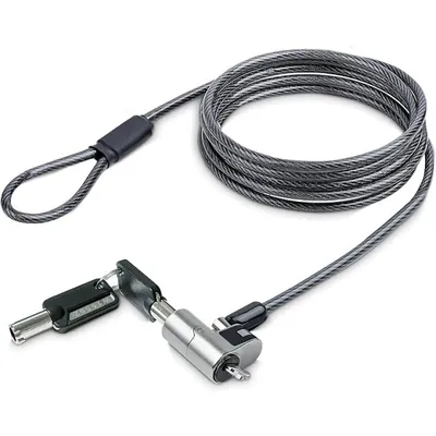 L-Link LL-NOTEBOOK-LOCK-NANO Nano Key 1,8 m Stahl/Schwarzes Vinyl Anti-Diebstahl-Kabel 2 Schlüssel