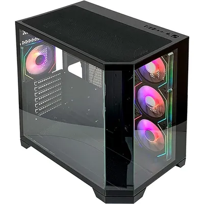 L-Link Nova Gaming Tower, gehärtetes Glas, rahmenlos, 10 ATX 400-mm-RGB-Lüfter