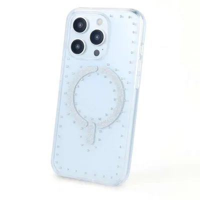 Glitzer Magnetische Hülle Grau Kompatibel mit MagSafe für iPhone 13 Pro Max