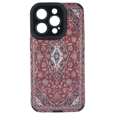 Mandala Huelle mit roten Rauten, elegantes Design fuer iPhone 16 Pro