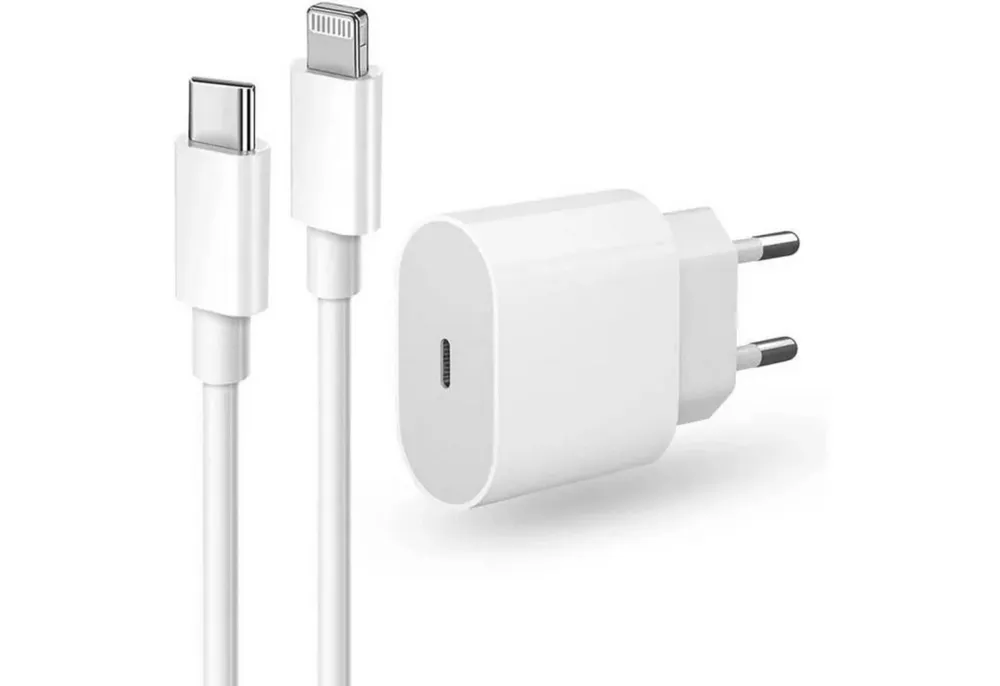 LA CUTE iPhone 20W USB-C Schnellladegerät Lightning Smartphone-Ladegerät (3,00 mA, 20W Ladegerät + 2m Lightning Kabel - MFi-zertifiziert, Schnelles Laden bis zu 3x schneller, kompakt, MFi zertifiziert)