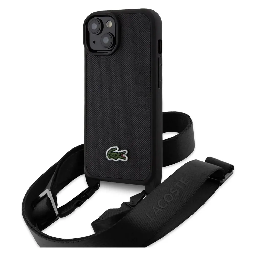 Lacoste LCHCP15SSPVCK iPhone 15 / 14 / 13 6.1" czarny/black hardcase Iconic Petit Pique Crossbody