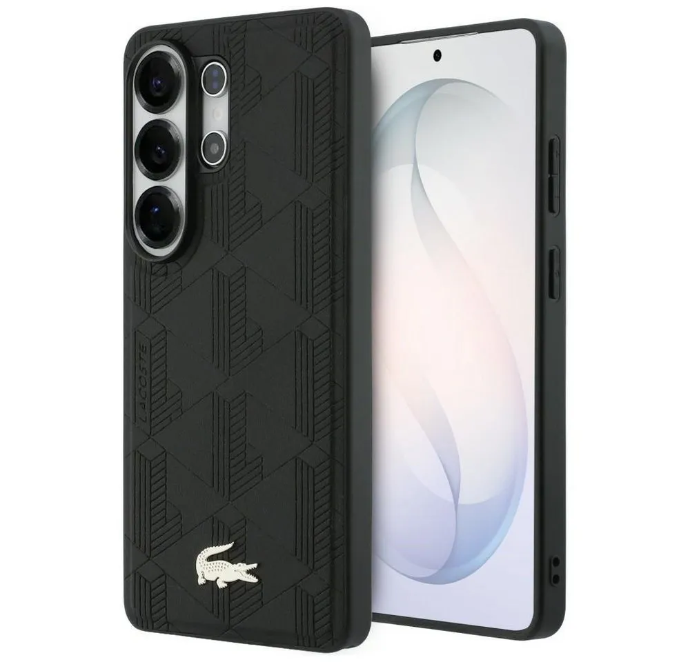 Lacoste Handyhülle Galaxy S26 Ultra Kunstleder schwarz MagSafe Logo goldfarbig 6,9 Zoll, Kantenschutz