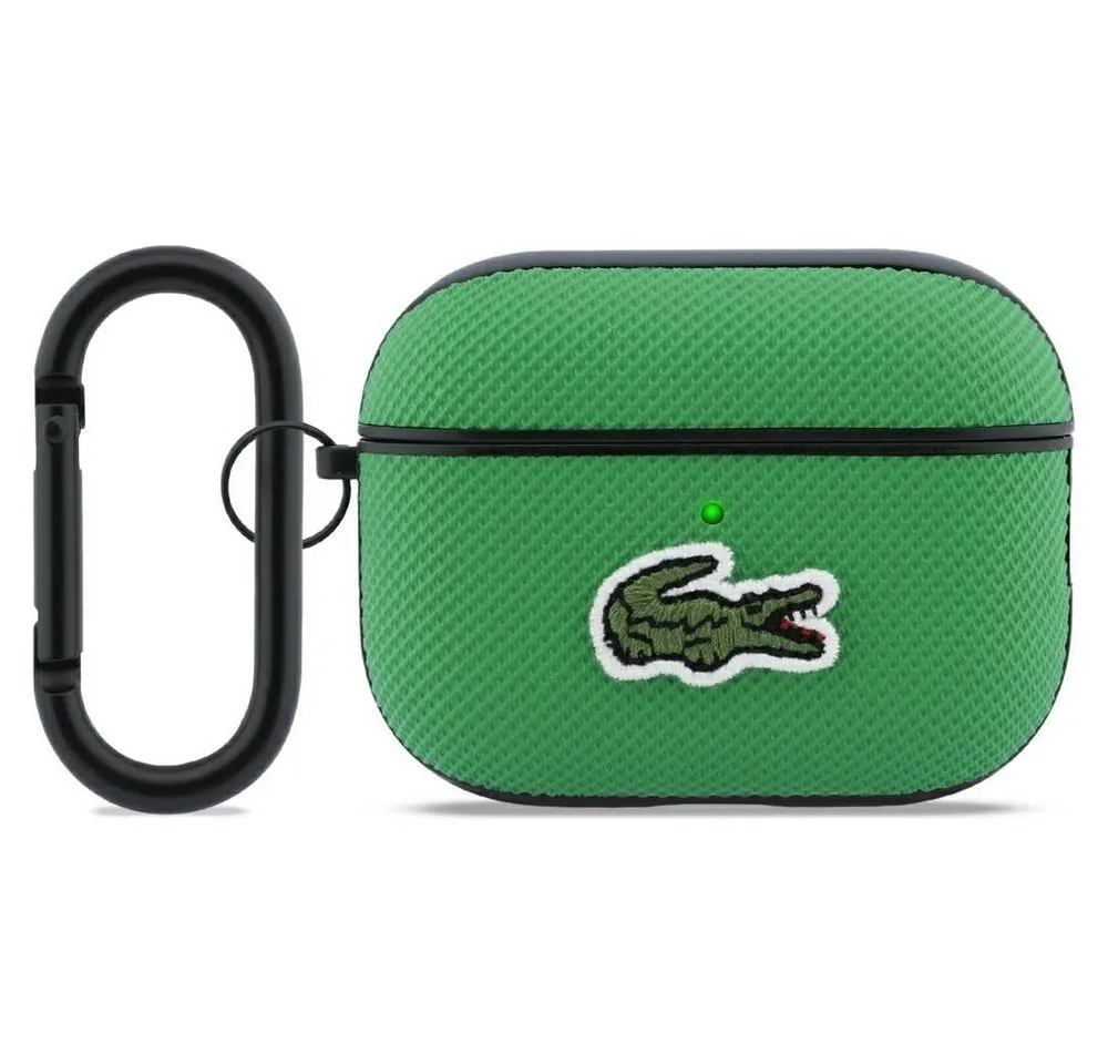 Lacoste Kopfhörer-Schutzhülle Case AirPods Pro 3 grün Logo Krokodil mit Karabiner, Karabiner