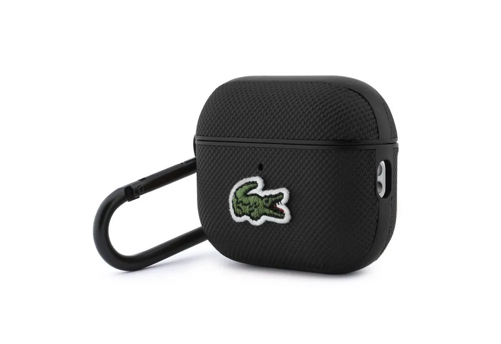 Lacoste Kopfhörer-Schutzhülle Case AirPods Pro 3 schwarz Logo Krokodil grün mit Karabiner