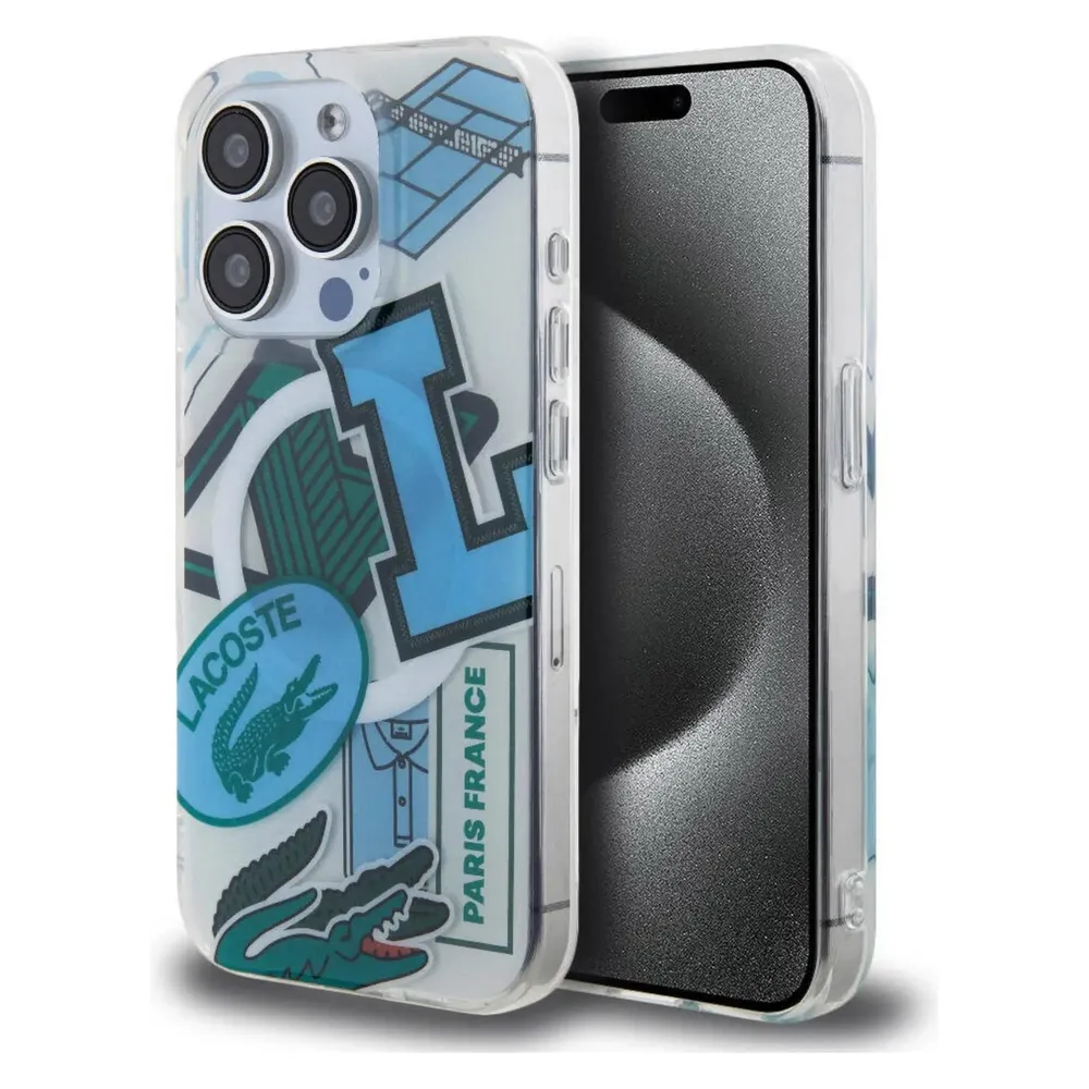 Lacoste LCHMP15LUPAB iPhone 15 Pro 6.1" niebieski/blue hardcase Double Layer Patch MagSafe