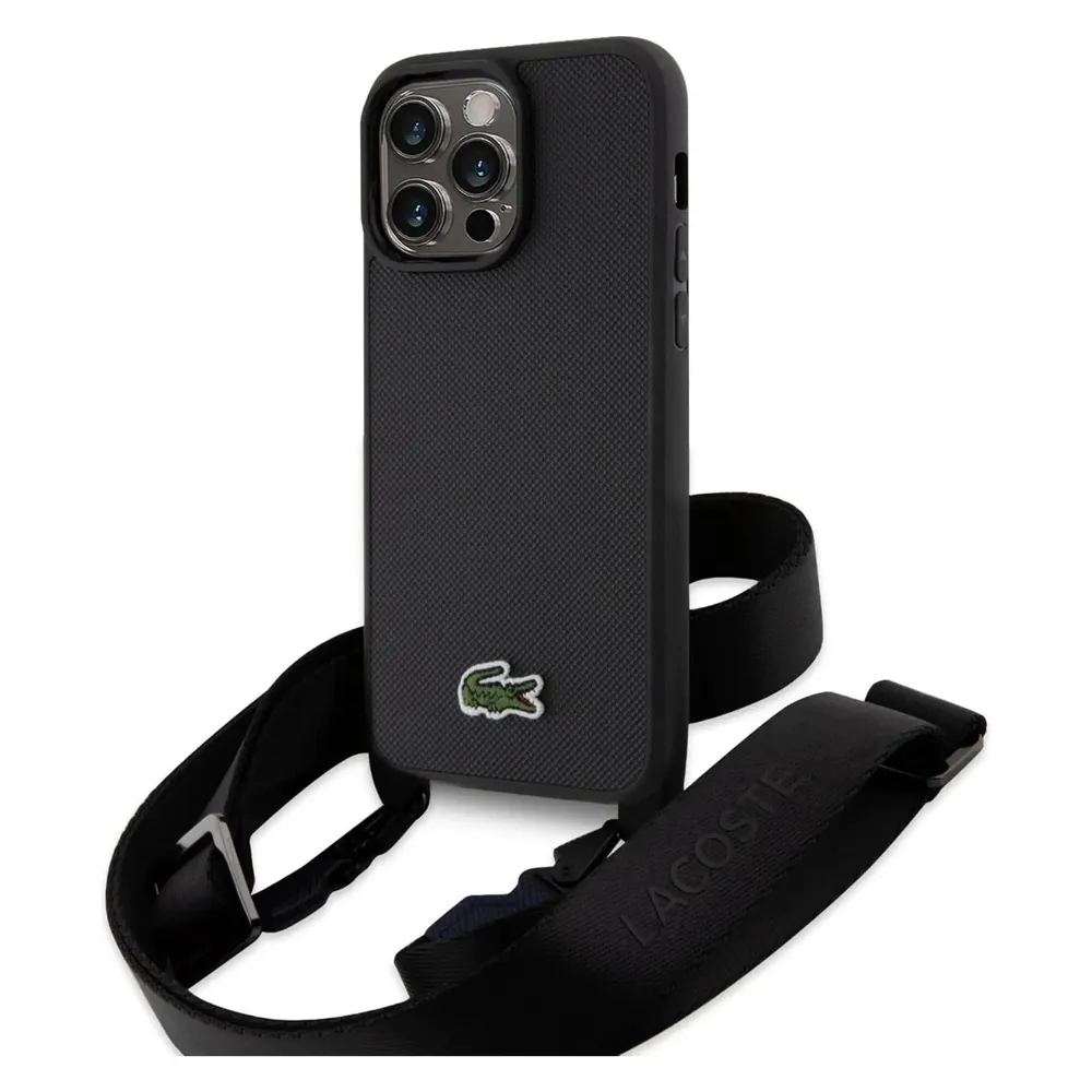 Lacoste LCHCP15XSPVCK iPhone 15 Pro Max 6.7" czarny/black hardcase Iconic Petit Pique Crossbody