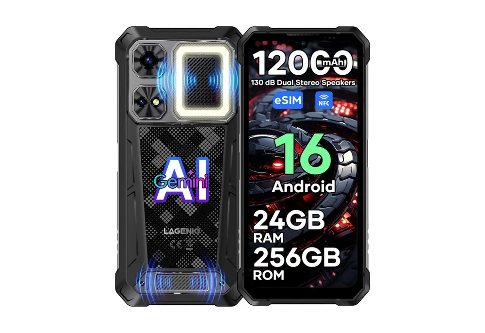 LAGENIO Rhino 1 Pro Outdoor Handy Extrem Robustes Smartphone IP68 Smartphone (256 GB Speicherplatz, Outdoor Handy mit GPS, MIL-STD-810H)