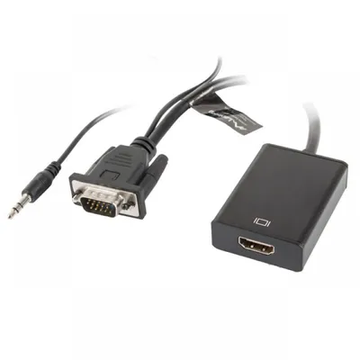 Lanberg VGA + 3,5 mm Klinke auf HDMI Adapter Stecker/Buchse Schwarz