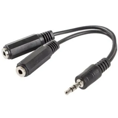 Lanberg Adapter Jack 3,5 mm auf 2xJack 3,5 mm Stecker/Buchse 10 cm Schwarz