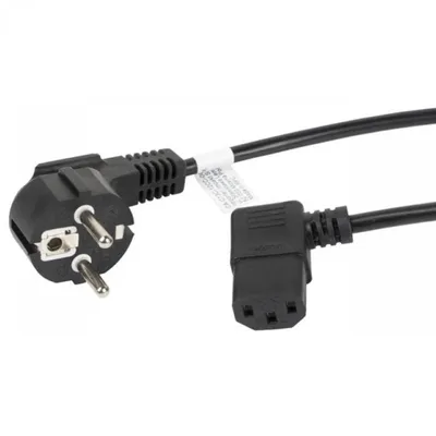 Lanberg abgewinkeltes Verlängerungskabel CEE 7/7 auf IEC 320 C13 Stecker/Buchse, 1,8 m, VDE, Schwarz