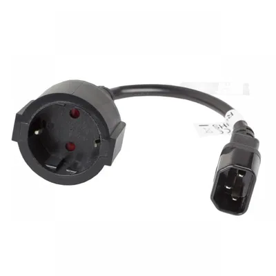 Lanberg-Verlängerungskabel IEC 320 C14 auf Schuko-Buchse/Buchse, 20 cm, Schwarz
