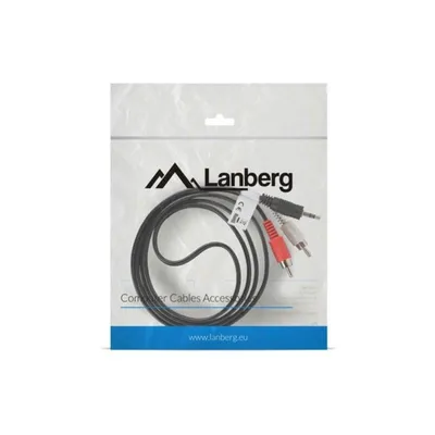 Kabel Audio 3,5mm Stecker auf 2 RCA Stecker 1,5m Nickel Schwarz Lanberg CA-MJRC-10CC-0015-BK